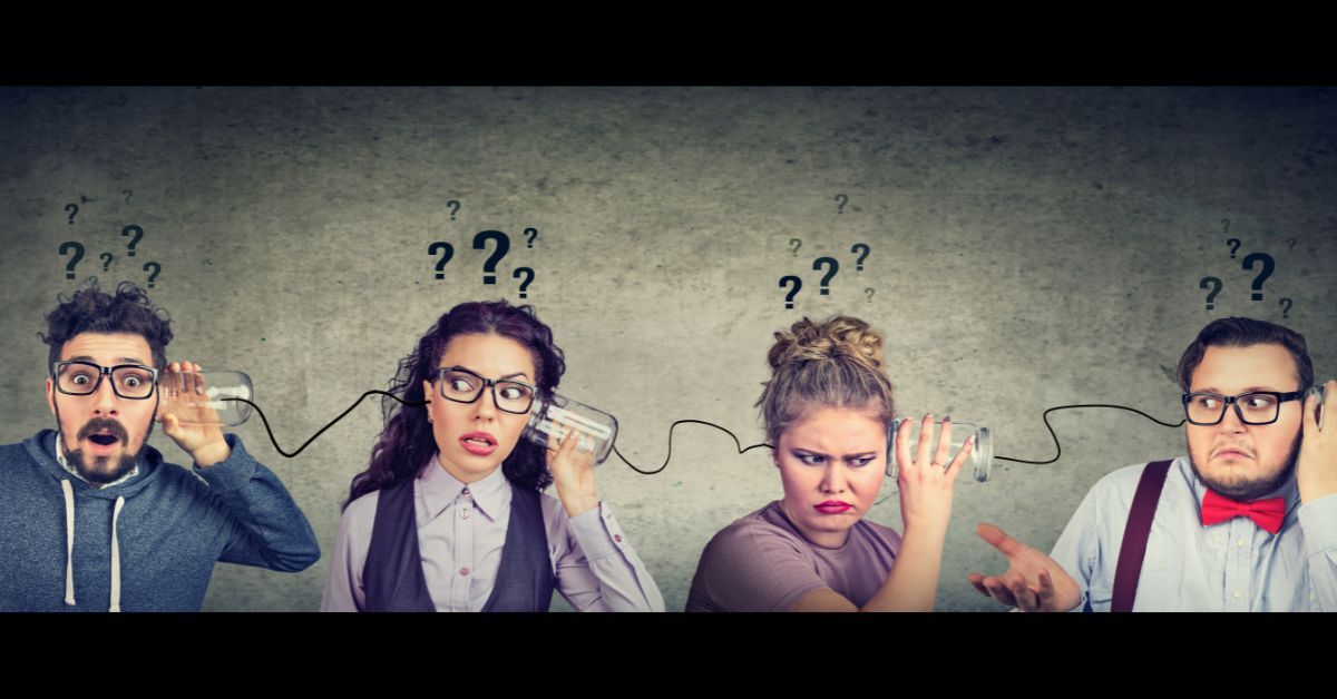 A group of men and women having trouble communicating.